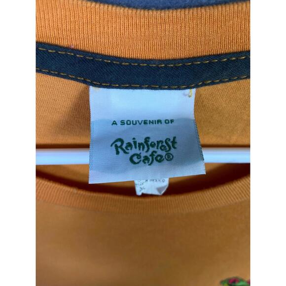 Vintage VTG Y2K 90s Souvenir RainForest Cafe Frog Logo Orange Shirt Sz XLarge - Picture 4 of 9